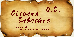 Olivera Dubačkić vizit kartica
